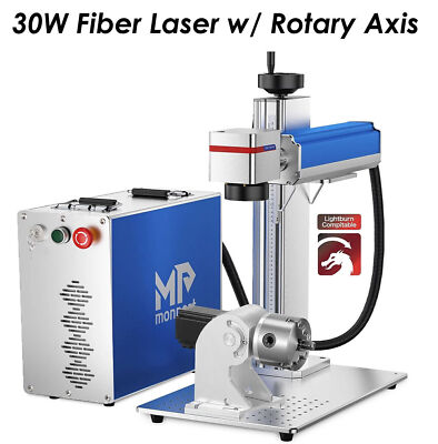 Monport 30W Fiber Laser Engraver with Rotary Axis 6'' x 6'' 30W Laser Source