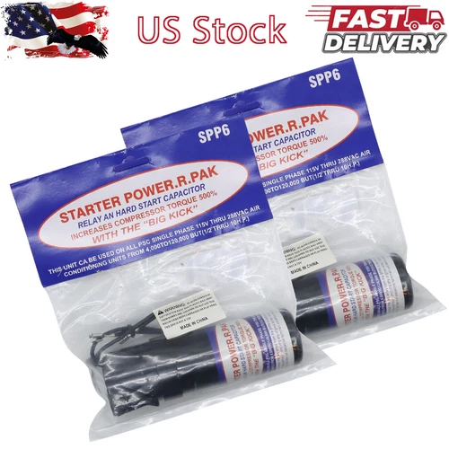 SPP6 Capacitor Relay Hard Start Kit 1/2HP-10HP Increases Torque 500% - 2Pack