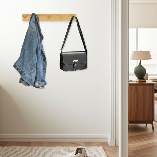 2 Pcs Wall Mounted Coat Rack Wood Wall Hook Rack with 5 Hooks for Entryway - Picture 11 of 11
