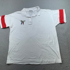 Vintage Sergio Tacchini Polo Shirt Womens 12 White 90s Embroidered Logo Tennis