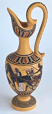 D Vassilopoulos Greek Pottery Hand Painted Vintage 1960s Ewer Pitcher *NR MINT*