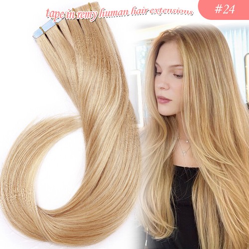 Russian Hair Tape In 100% Real Human Remy Hair Extensions Invisible Skin Weft - Picture 24 of 69