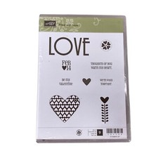 Stampin Up Valentines Filled With Love Rubber Cling Stamp Set of 9 EUC