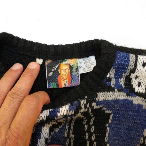 VINTAGE MR. RADIO GRAPHIC PULLOVER CREWNECK UGLY SWEATER Mens L Acrylic Wool - Picture 4 of 5