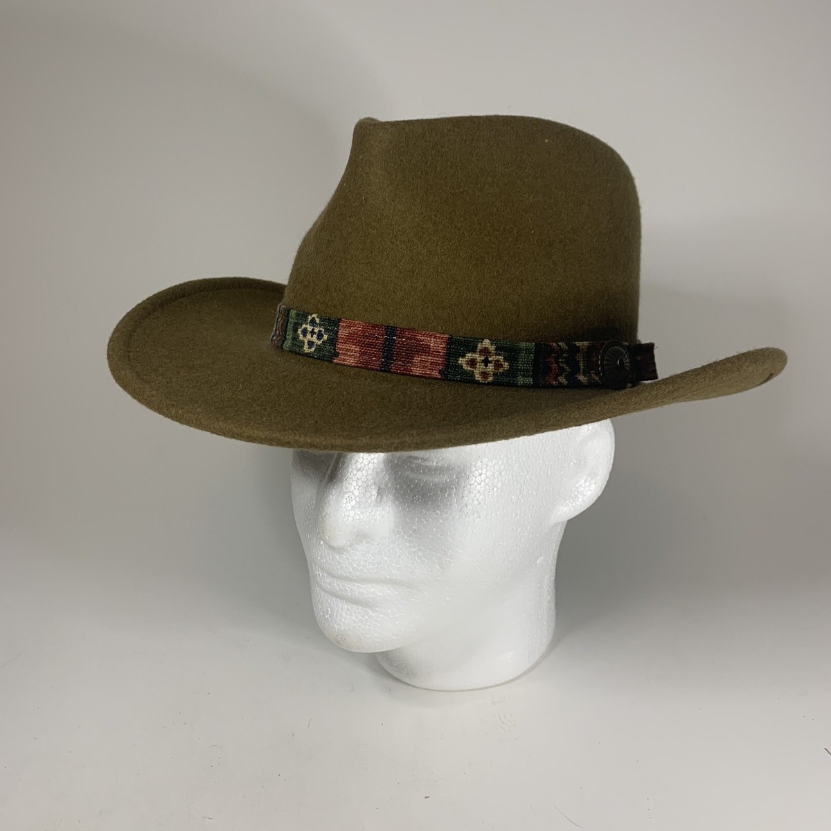 Bradley Leisure Felt Hat Large Brown 100% Wool Southwest Style