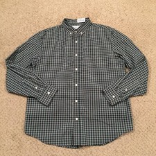 Old Navy Shirt Mens Large Green Plaid Long Sleeve Button Up Built In Flex