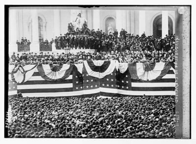 Inauguration of Cleveland - flag bedecked podium and crowd c1900 Old Photo