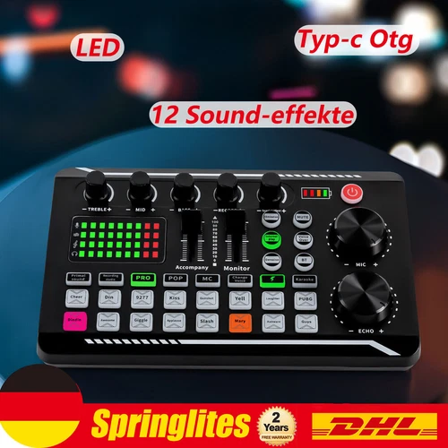F998 Soundkarte 12 Sound-Effekte Live-Soundkarte Bluetooth Audio Interface Mixer