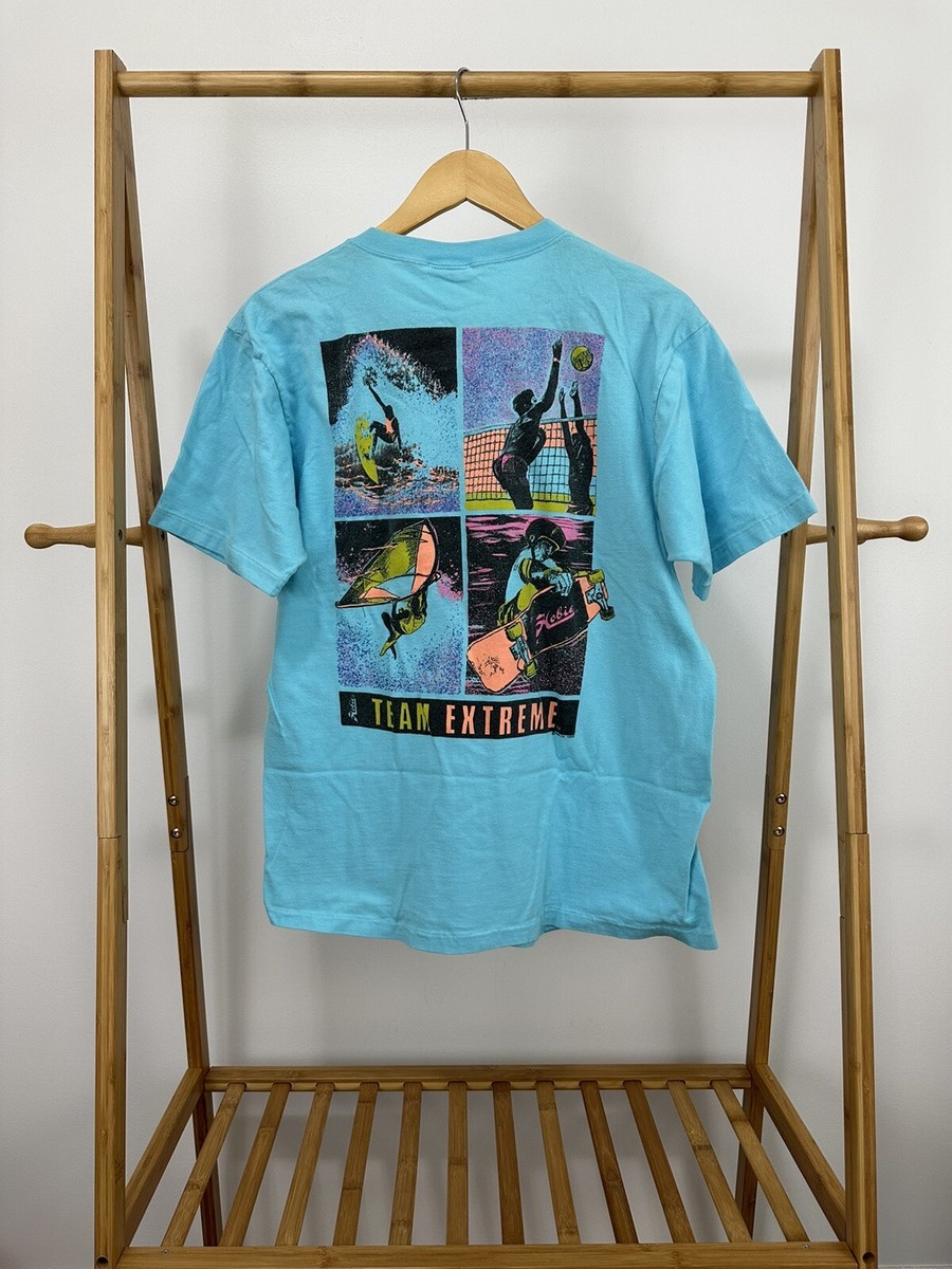 80s バレーボール　ヴィンテージ　シャツ素材 VTG 80s Hobie Team Extreme Skate Surf Beach Volleyball Pocket T