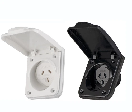 Transco 10amp IP44 Power Outlet black/white - Picture 1 of 8