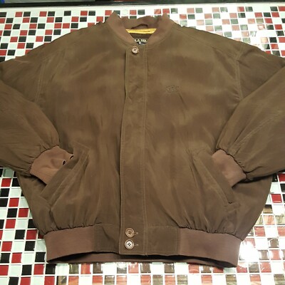 PAUL & SHARK Yachting ~ Medium BROWN Silk Quilted Lining Full Zip Bomber Jacket 