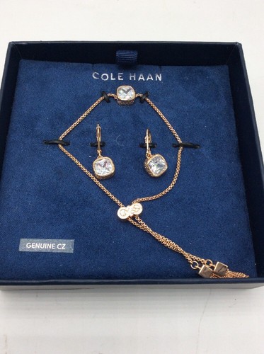 $78 Cole Haan rose Gold Tone Drop Earrings & Bracelet E113 - 第 3/4 張圖片