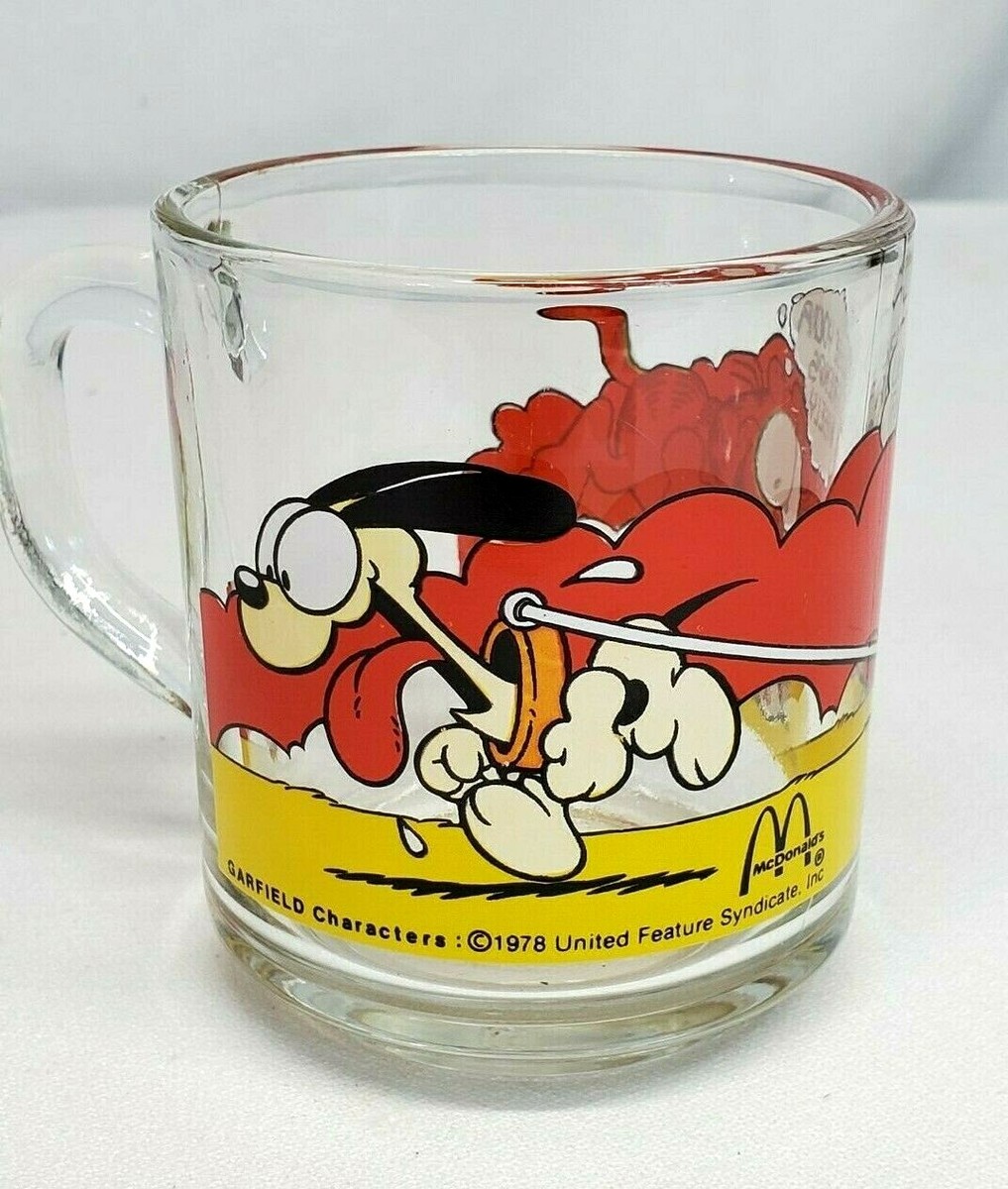 Vintage 1987 McDonald's GARFIELD & ODIE on SKATE BOARD 8 oz