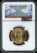 2014-P Calvin Coolidge Dollar NGC MS68 Business - 30th U.S. President