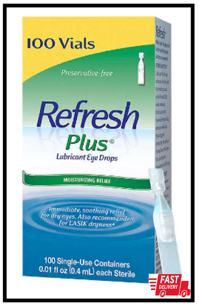 Refresh plus Lubricant Eye Drops, 100 Single Use Containers 