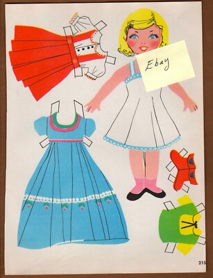 Vintage Paper Doll + 10 Different Clothing, 1953 Mid-century 2 Sheets, Connie