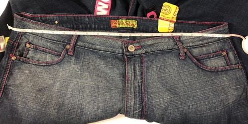 Old Skool Jeans Co. Patch Jeans Size 20 New with tags Dark denim patchwork words - Picture 5 of 11