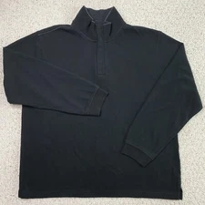 Van Heusen Mens Sweater sz XXL Black High Button Neck Tight Knit Lightweight