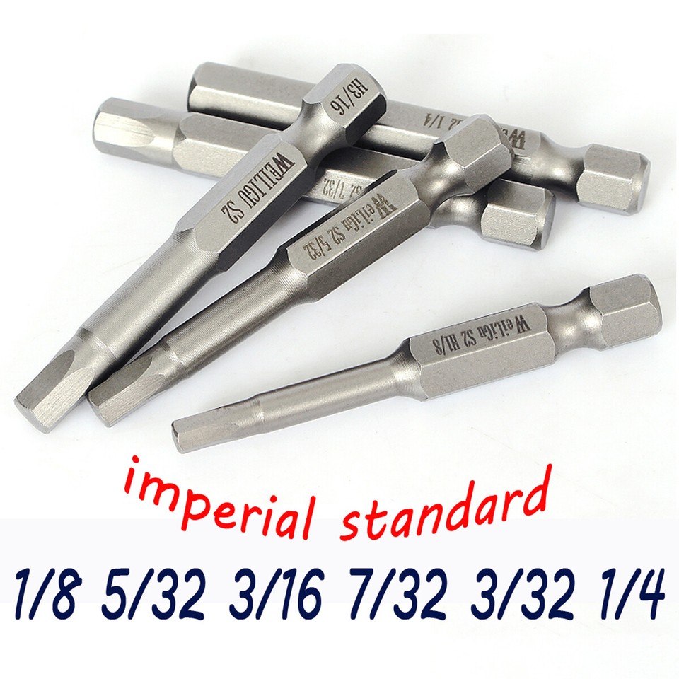 Imperial Hex Key Allen Bit Set 1/8 5/32 3/16 7/32 1/4 Hexagon Driver ...