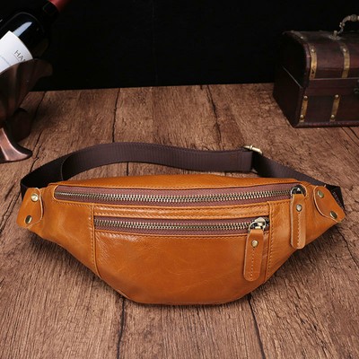 Genuine Leather Belt Bag Men Real Leather Belt Hook Fanny MINI
