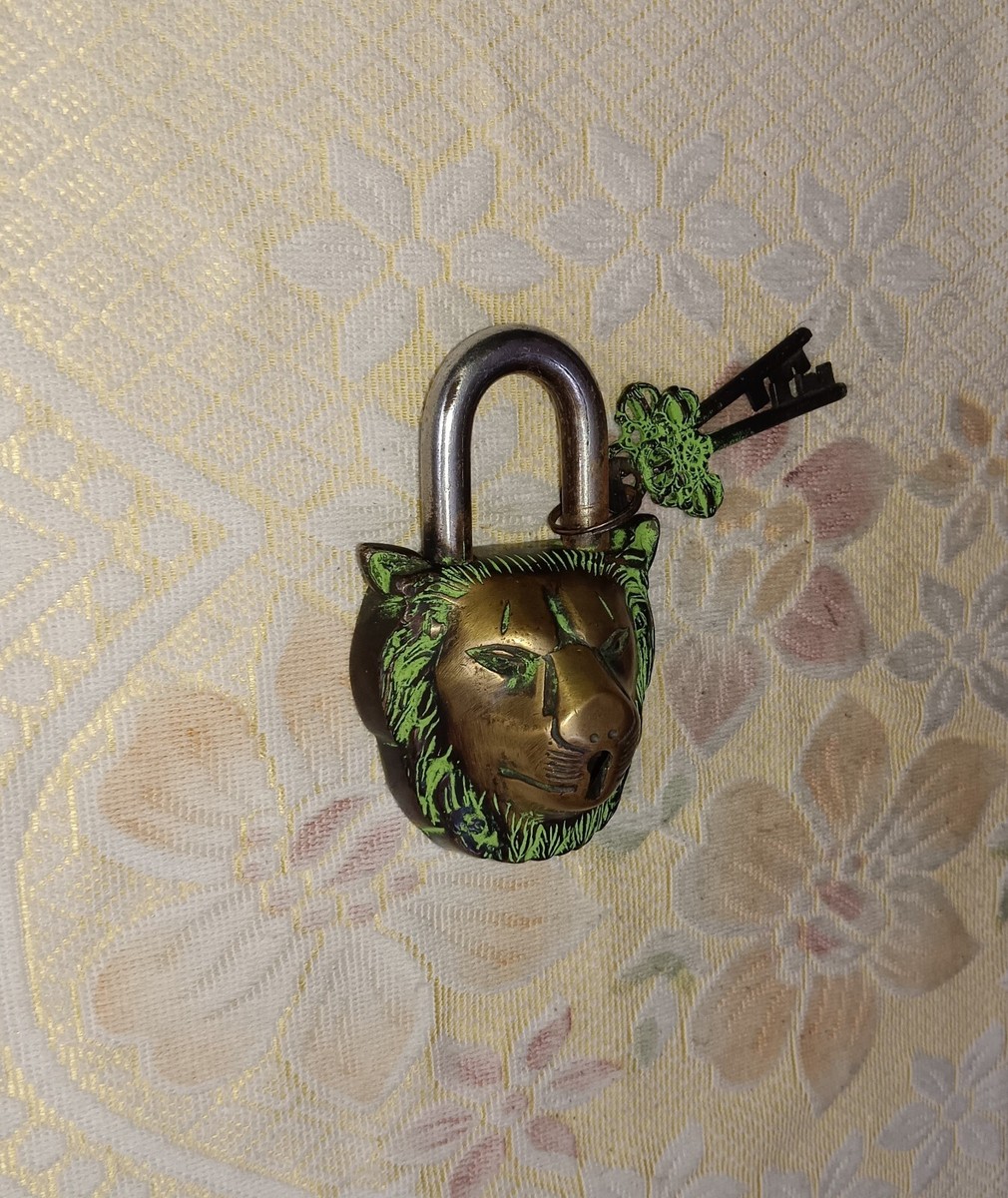 Lion Themed Main Door Lock Brass Animal Design Door Padlock
