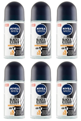 6x Nivea Invisible Black White Ultimate Impact Anti-perspirant Roll On Men 6x50m