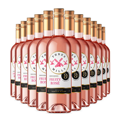 Three Mills 8% Premium Reserve British Made Fruity Rosé Wine 12