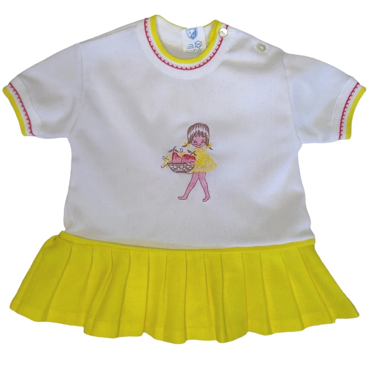 Vintage Toddler Girls Short Sleeve Swing Top Shirt yellow Size 1