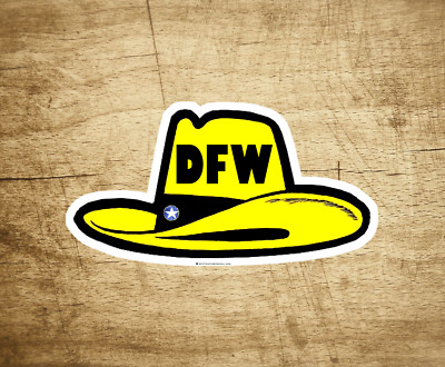 DFW Dallas Fort Worth Decal Sticker Texas Cowboy Hat 3.75'' x 2''