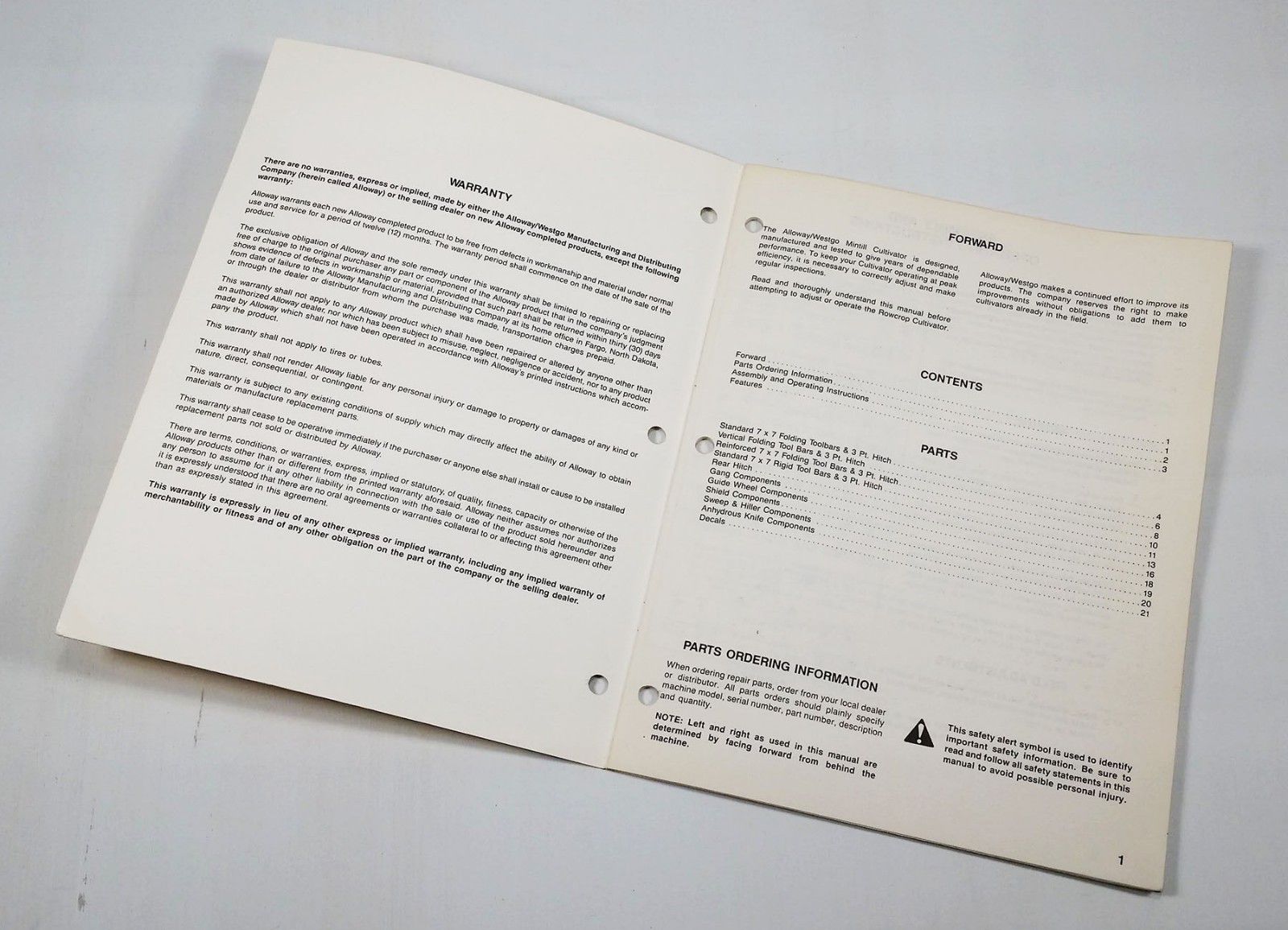 AllowayWestgo Rau Mintill Cultivator Owners Manual Operation & Parts S43GX eBay