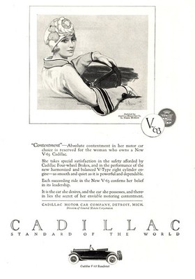 1924 Cadillac: Contentment In Her Motor Car Vintage Print Ad