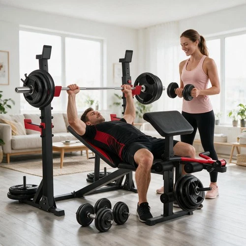 900LBS Olympic Weight Bench Press Set with Squat Rack Adjustable Workout Bench?