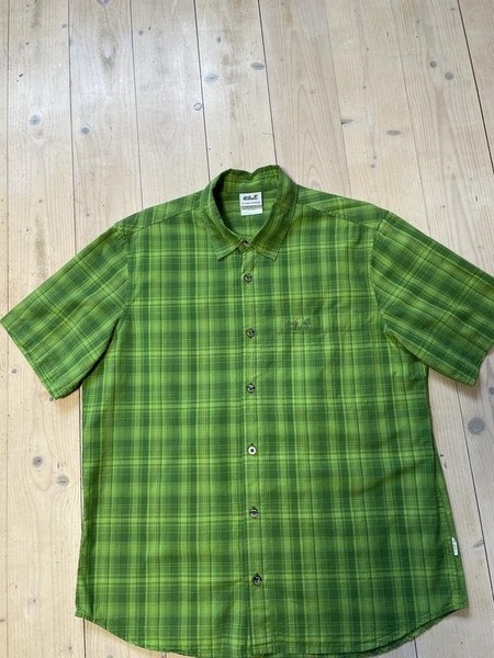 Men Jack Wolfskin Shirt Green Cotton 40 /L / 48