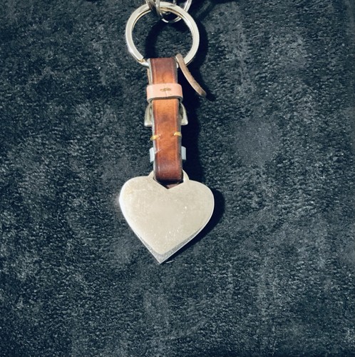 Dooney & Bourke Script Logo Enamel Heart Keychain Pink Gold Tone Leather Strap - Picture 2 of 2