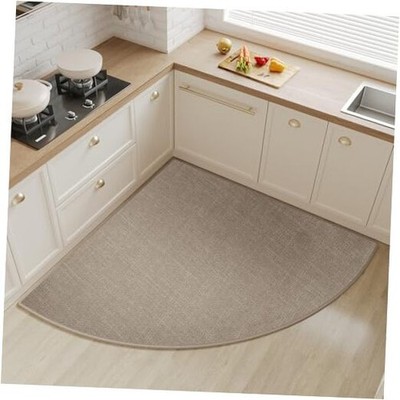 Corner Kitchen Rugs Non Slip Washable, Radius 39'' A- Brown( Narrow Edges)