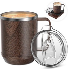 16oz Heated Coffee Mug With Flat Bottom for Rapid Heating, Stainless Steel Cu...