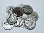 LOT OF 10 MERCURY SILVER DIMES, 90% SILVER FREE SHIPPING #6726