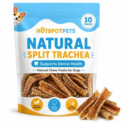 hotspot pets Premium Beef Trachea for Dogs 6 Strips Split (10 Pack) All Natural