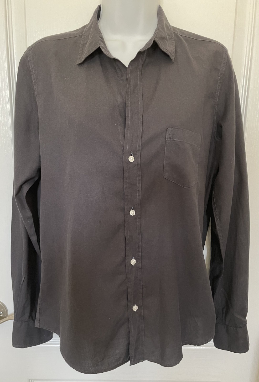 Women’s FRANK & EILEEN Black/Dark Gray BARRY Button-up Shirt MEDIUM