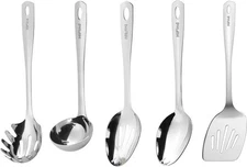 Stainless steel kitchenware set, slotted spatula, slotted serving spoon
