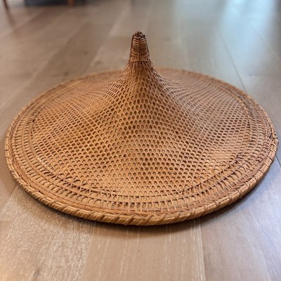 Vintage 23'' Huge Vietnamese Rice Hat Woven Straw Wicker Conical Asian Decor
