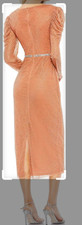 NEW Mac Duggal 93674 Beaded Wrap Front Midi/long Dress Copper Size 16  MSRP $598