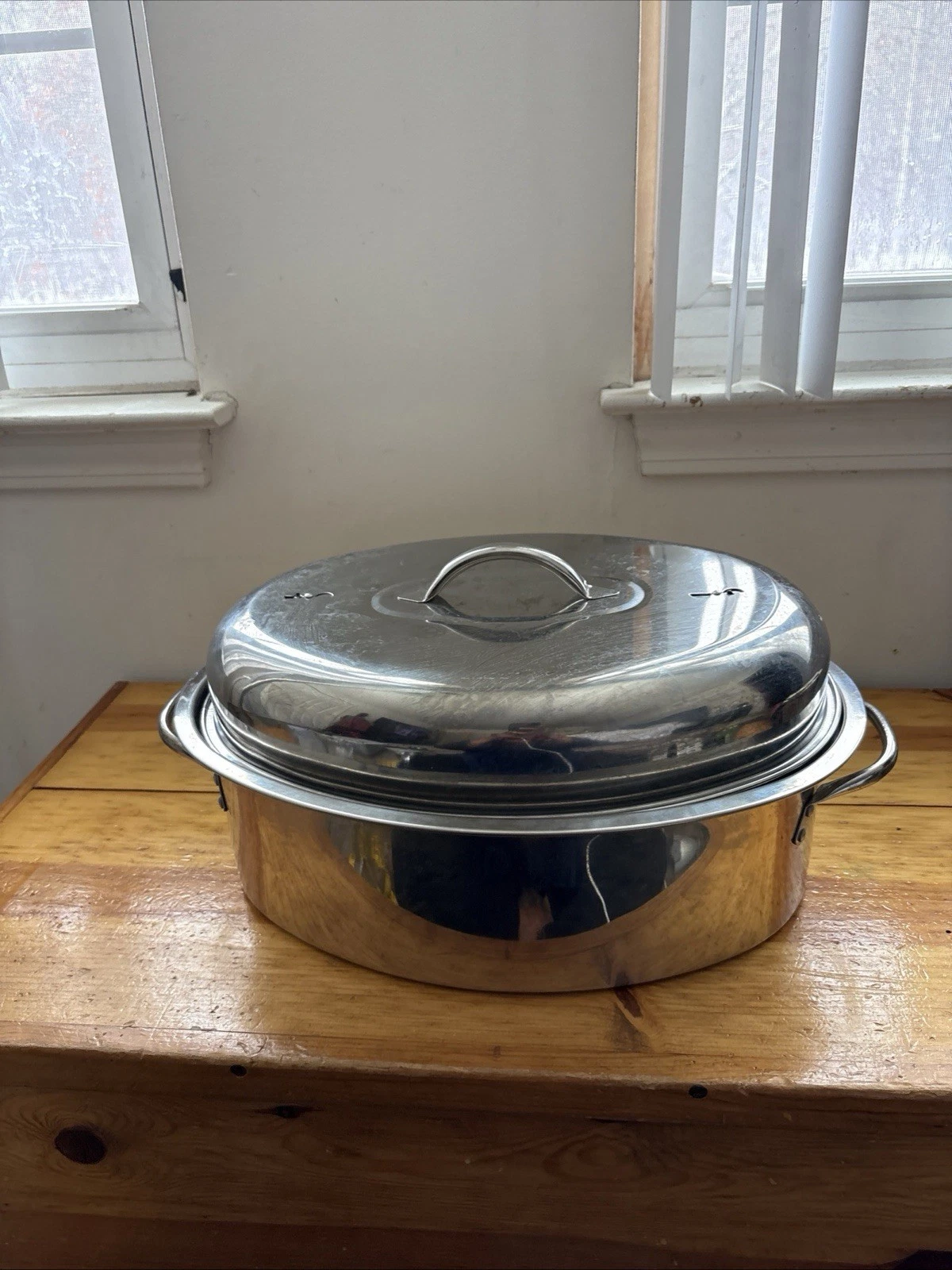 Vintage Aluminum Oval Roasting Pan Pot 16x5