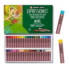 Cray-Pas Expressionist Oil Pastel Set - Soft Oil Pastels for Artists - 50 Sticks