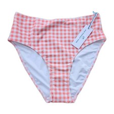 Southern Tide Swimsuit Bottoms L Gingham Pink White Conch Shell High Waisted