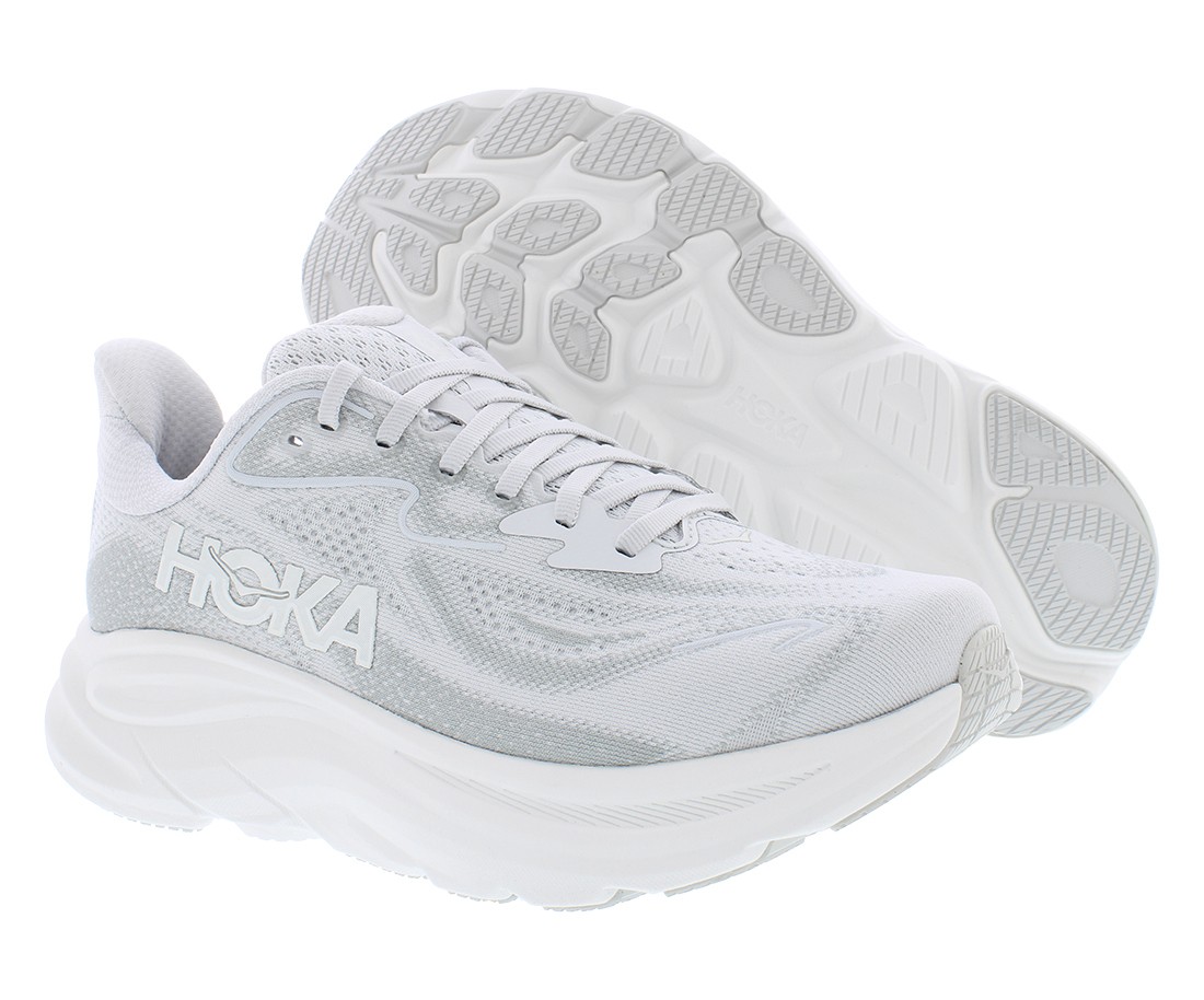 HOKA Clifton 10 Wide Womens Shoes Size 9.5, Color: Cosmic Grey/Stardust