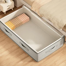 Large Capacity Zippered Under Bed Storage Bag Non-woven Underbed Clothes Storage