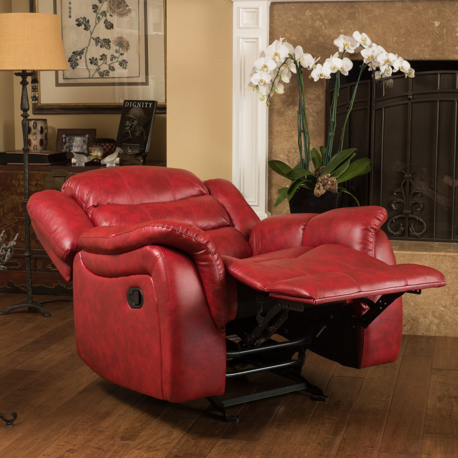 Hawthorne PU Leather Glider Recliner Chair by Christopher Knight Home
