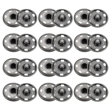 50 Set Sew-on Snap Buttons 21mm Metal Snap Fastener Buttons, Black