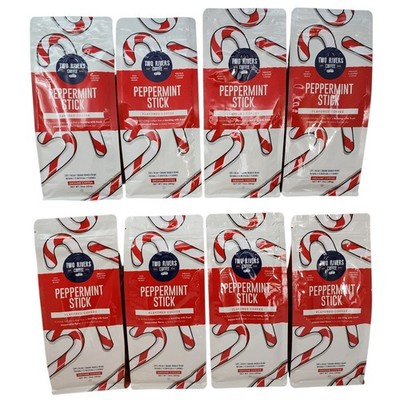Two Rivers Coffee Peppermint Stick Flavored Ground Coffee 10 oz Bag (8 Pack)